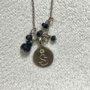 Diamond Blue Sapphire 14k LoveLetter S Necklace by Mauri Pioppo